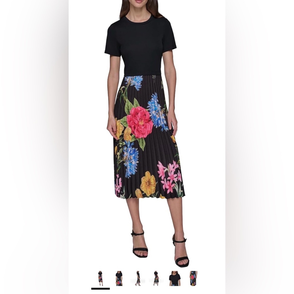 Karl Lagerfeld Women's Printed Pleated Satin Shirt Dress 18